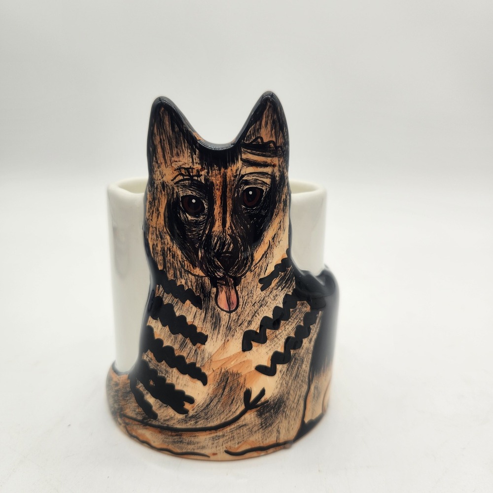 Dogs‎ By Nina German Shepherd Coffee Mug Nina Lyman 3D Sculpted Ceramic K9 Gift